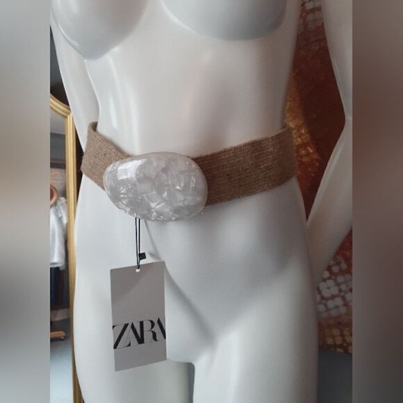 NWT Zara Jute Straw and Resin Belt - Picture 11 of 11